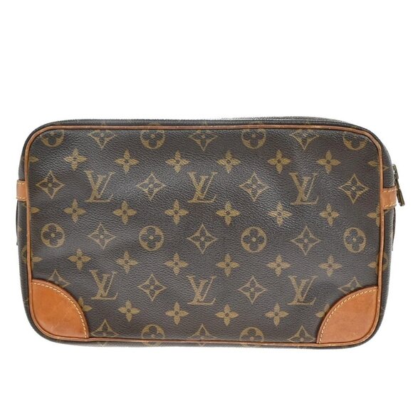 LOUIS VUITTON Compiegne 28 Clutch Bag Monogram Leather Brown GHW M51845 65EE819 - Picture 3 of 15